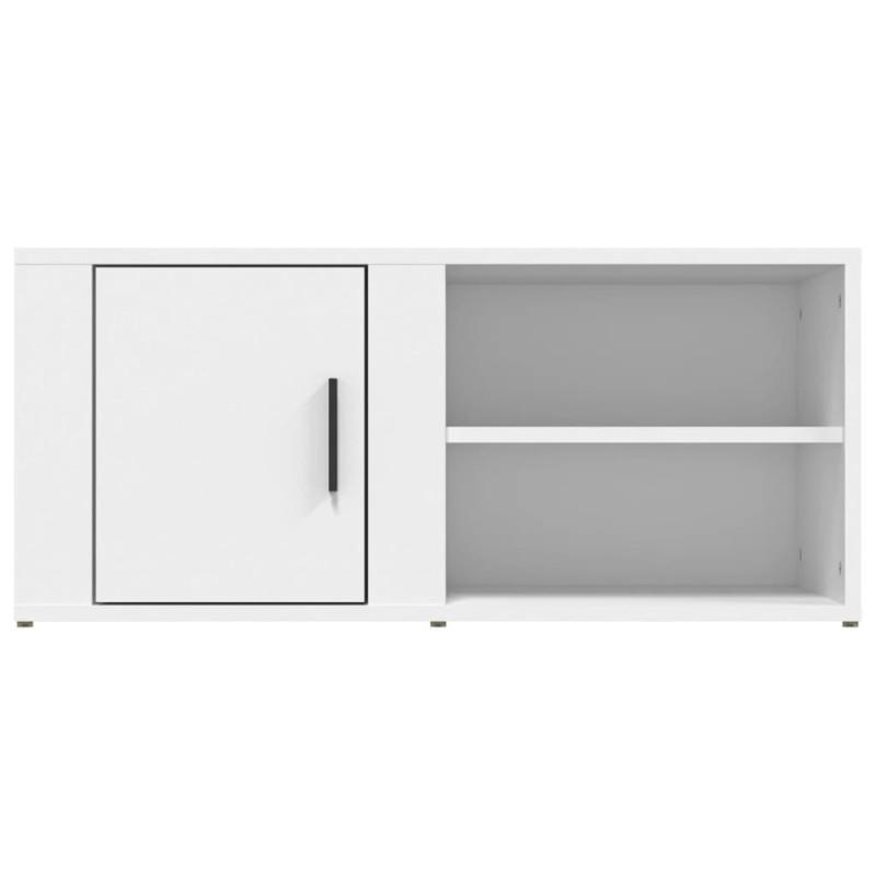 Szafka pod TV, biała, 80x31,5x36 cm, materiał drewnopochodny
