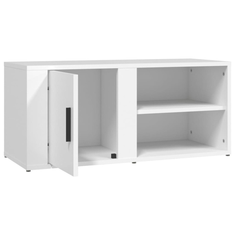 Szafka pod TV, biała, 80x31,5x36 cm, materiał drewnopochodny