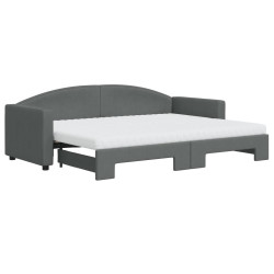 Sofa rozsuwana z materacami, ciemnoszara, 80x200 cm, tkanina