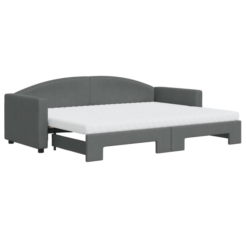 Sofa rozsuwana z materacami, ciemnoszara, 80x200 cm, tkanina