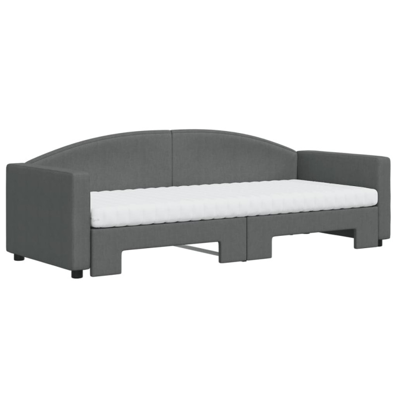 Sofa rozsuwana z materacami, ciemnoszara, 80x200 cm, tkanina