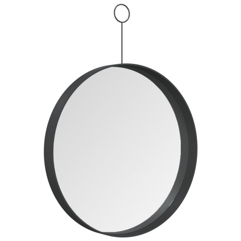 Lustro ścienne z zawieszką, czarne, 30 cm