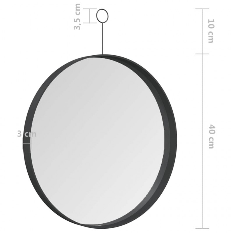 Lustro ścienne z zawieszką, czarne, 40 cm