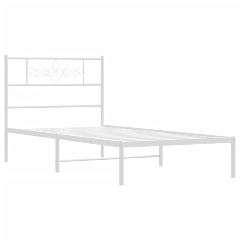 Metalowa rama łóżka z wezgłowiem, biała, 90x200 cm