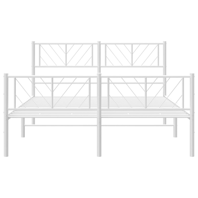 Metalowa rama łóżka z wezgłowiem i zanóżkiem, biała, 120x190 cm