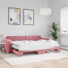Sofa rozsuwana z materacami, różowa, 80x200 cm, aksamit