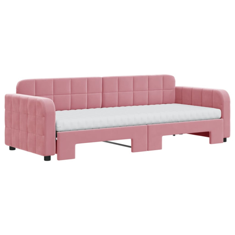 Sofa rozsuwana z materacami, różowa, 80x200 cm, aksamit
