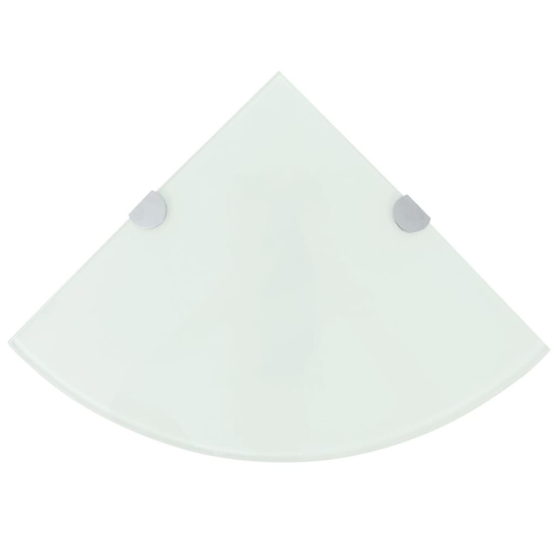 Półki narożne 2 szt., z chromowanymi wspornikami, białe 35x35cm