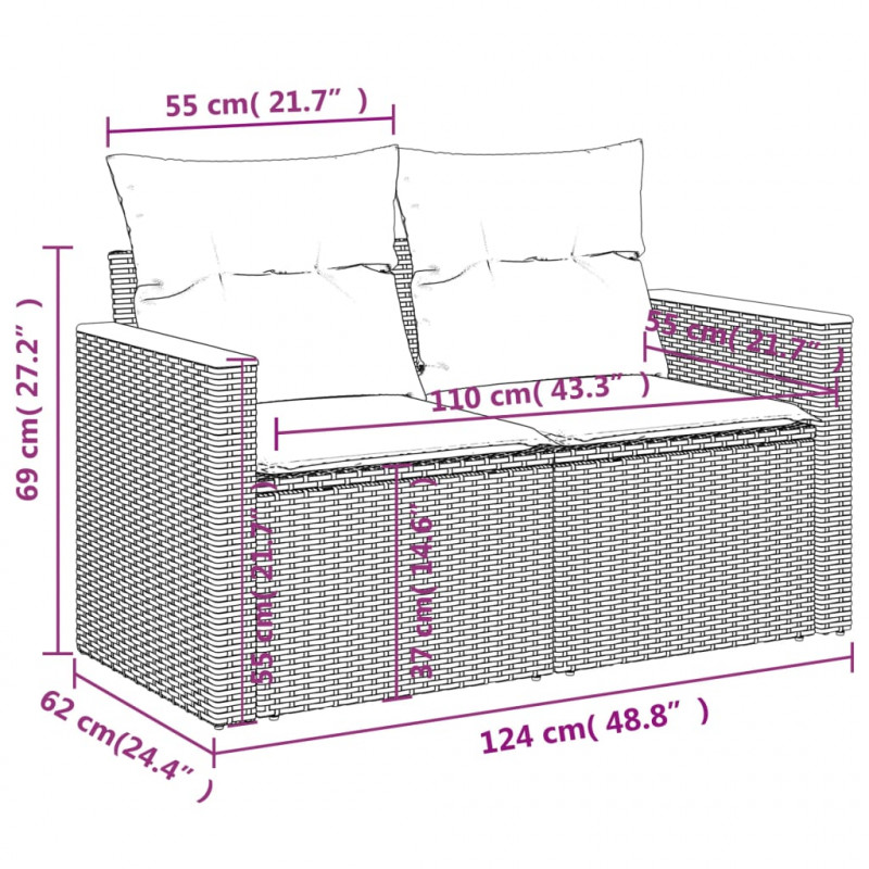12-cz. zestaw mebli do ogrodu, z poduszkami, czarny, polirattan