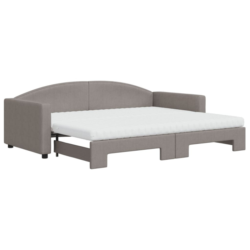 Sofa rozsuwana z materacami, kolor taupe, 90x200 cm, tkanina