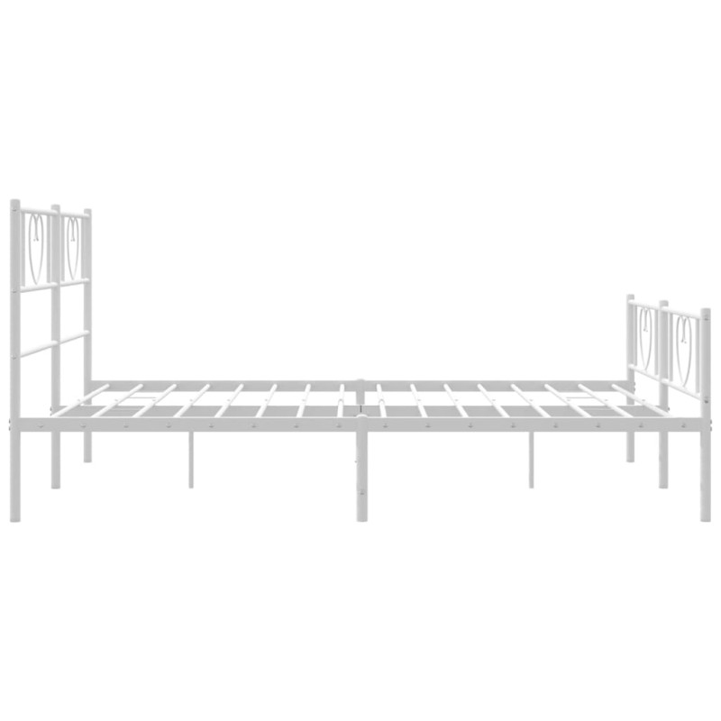 Metalowa rama łóżka z wezgłowiem i zanóżkiem, biała, 135x190 cm
