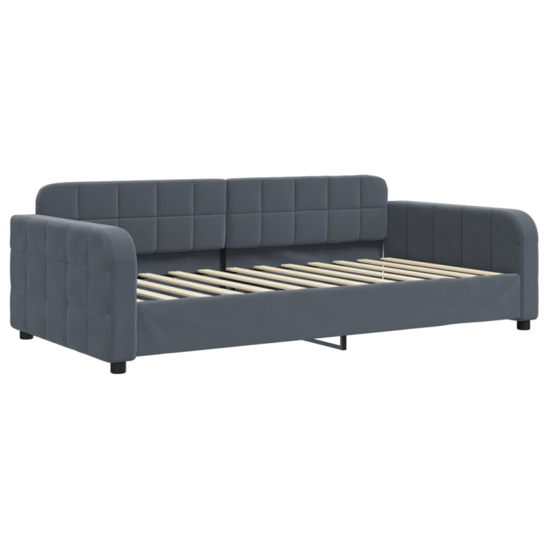 Sofa rozsuwana z materacami, ciemnoszara, 90x200 cm, aksamit