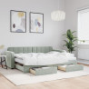 Sofa rozsuwana z szufladami, jasnoszara, 80x200 cm, aksamit