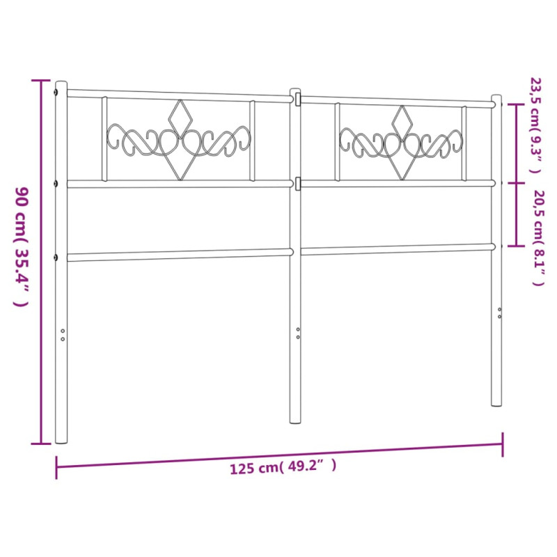 Metalowe wezgłowie, czarne, 120 cm