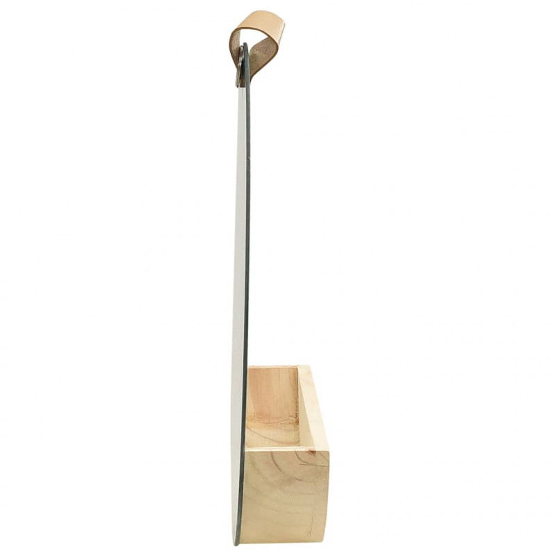 Lustro ścienne z półką z litego drewna sosnowego, 35 cm