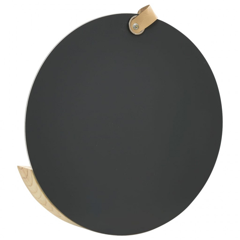 Lustro ścienne z półką z litego drewna sosnowego, 35 cm