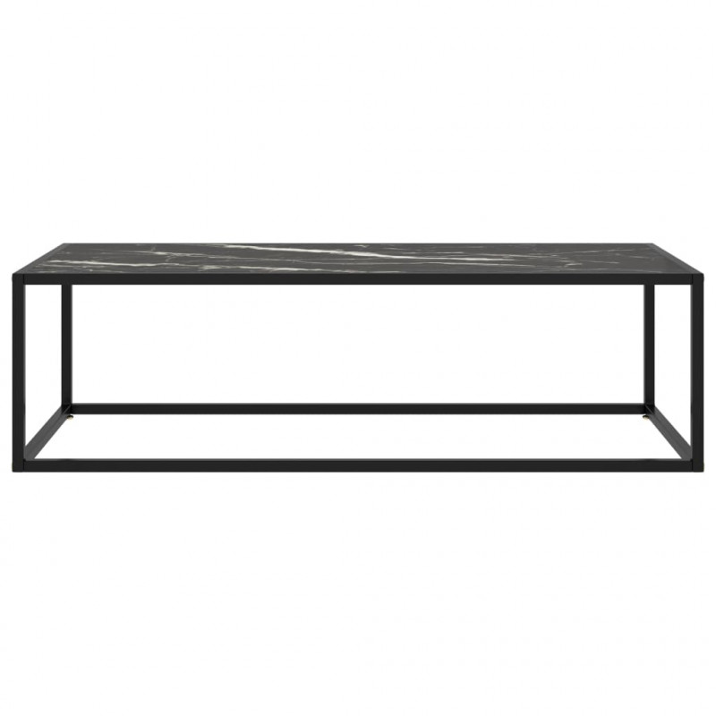 Stolik kawowy, szkło w kolorze czarny marmur, 120x50x35 cm