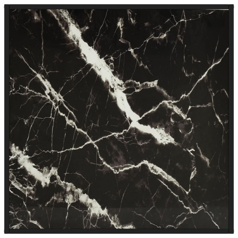 Stolik kawowy, szkło w kolorze czarny marmur, 90x90x50 cm
