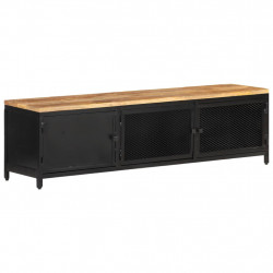 Szafka pod TV, 130x30x37 cm, lite, surowe drewno mango