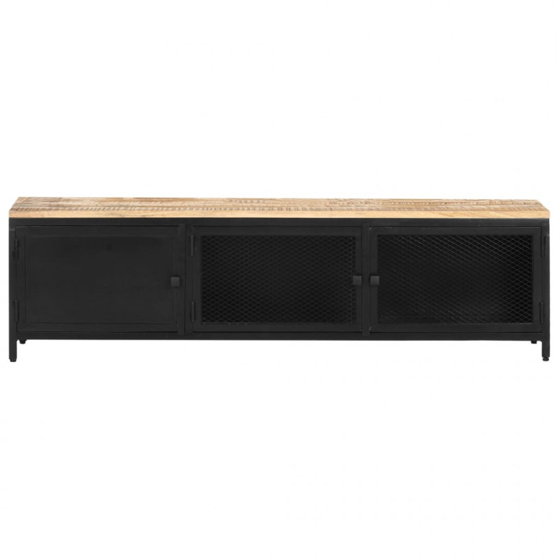 Szafka pod TV, 130x30x37 cm, lite, surowe drewno mango