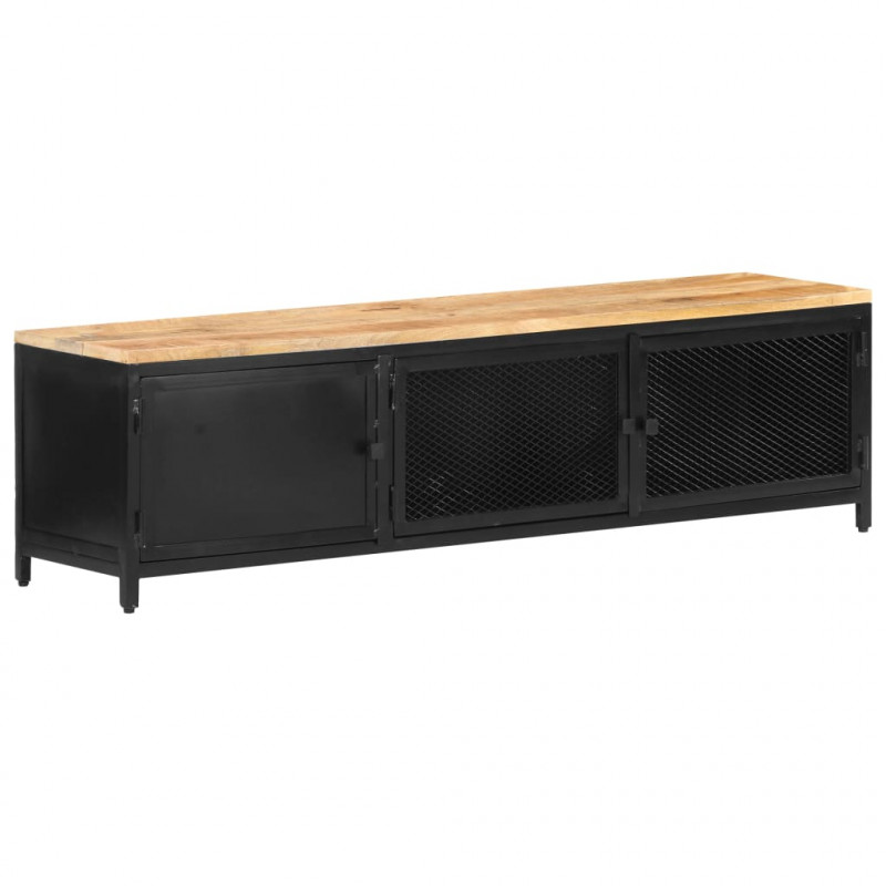Szafka pod TV, 130x30x37 cm, lite, surowe drewno mango