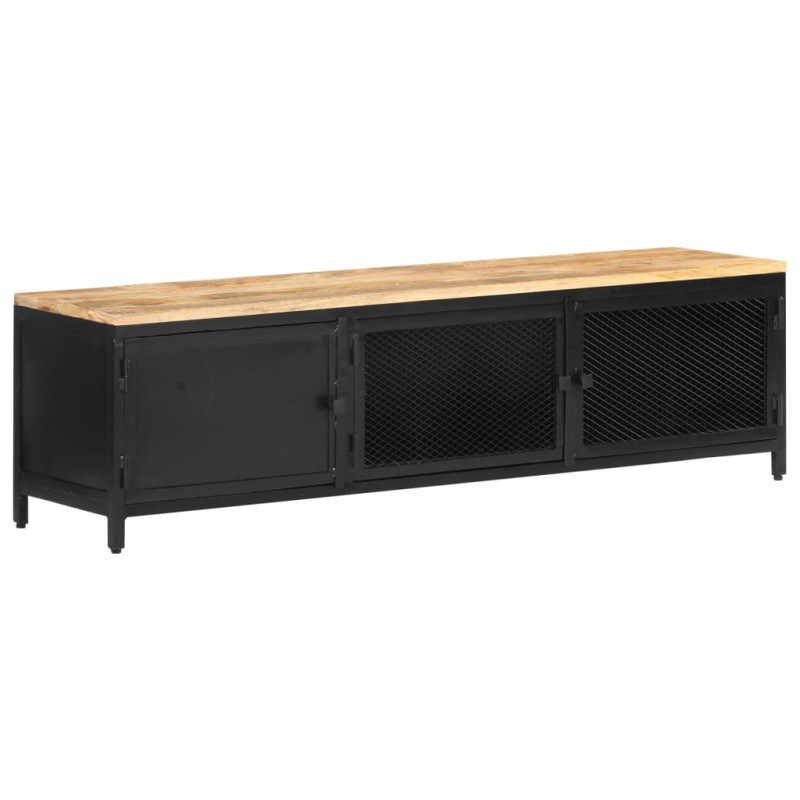 Szafka pod TV, 130x30x37 cm, lite, surowe drewno mango