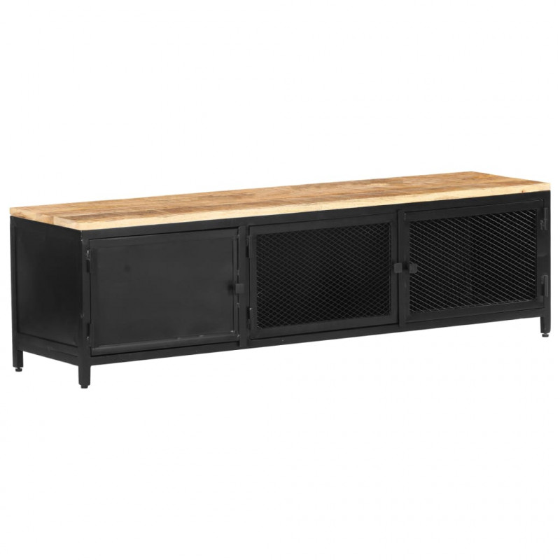 Szafka pod TV, 130x30x37 cm, lite, surowe drewno mango