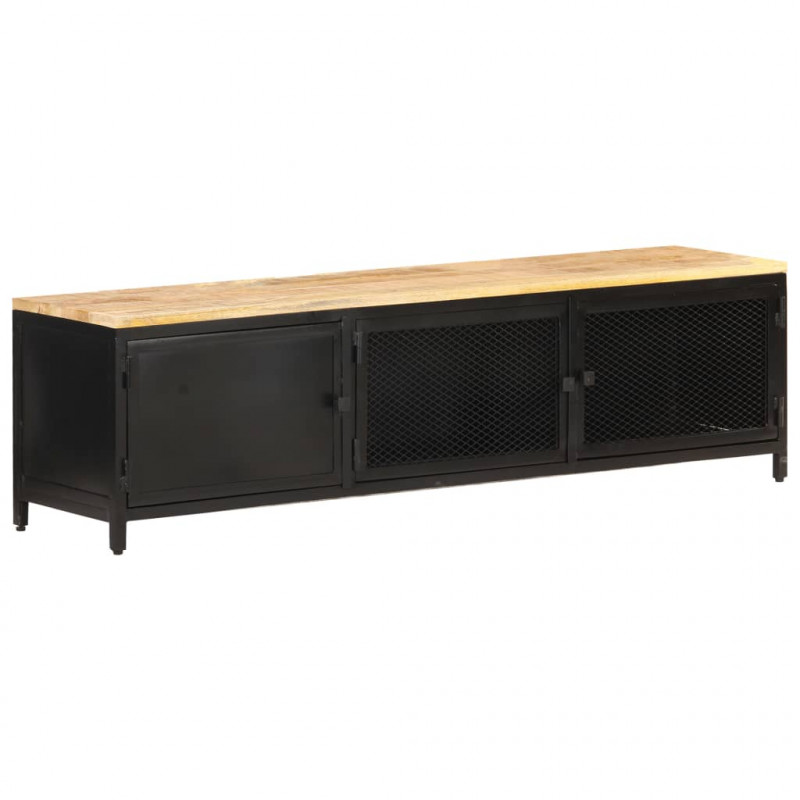 Szafka pod TV, 130x30x37 cm, lite, surowe drewno mango