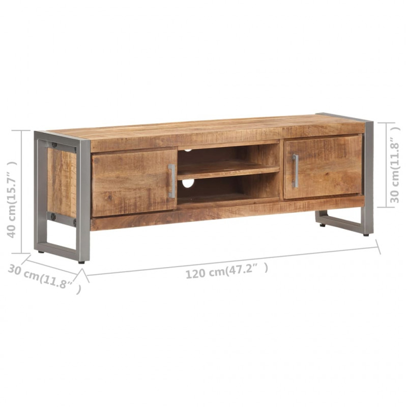 Szafka pod TV, 120x30x40 cm, surowe drewno mango