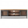 Szafka pod TV, szara, 120x30x40 cm, lite drewno akacjowe i stal