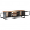 Szafka pod TV, szara, 120x30x40 cm, lite drewno akacjowe i stal