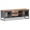 Szafka pod TV, szara, 120x30x40 cm, lite drewno akacjowe i stal