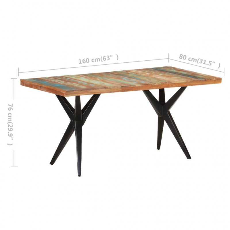 Stół jadalniany, 160 x 80 x 76 cm, lite drewno z odzysku