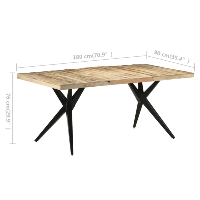 Stół jadalniany, 180 x 90 x 76 cm, surowe drewno mango