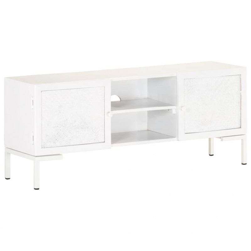 Szafka pod TV, biała, 115x30x46 cm, lite drewno mango