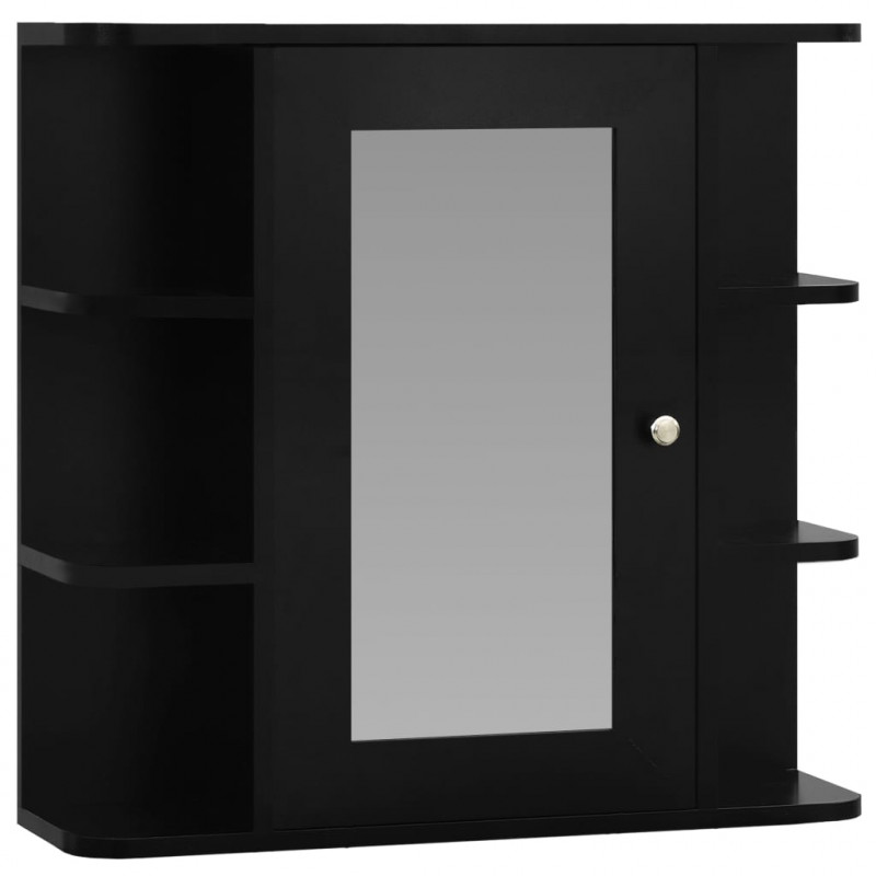 Szafka łazienkowa z lustrem, czarna, 66x17x63 cm, MDF