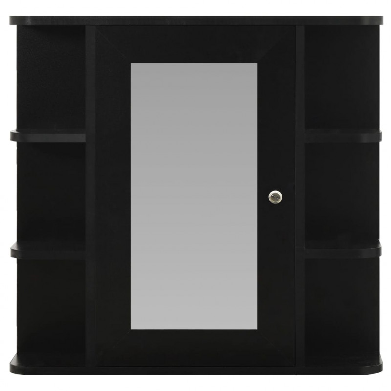 Szafka łazienkowa z lustrem, czarna, 66x17x63 cm, MDF