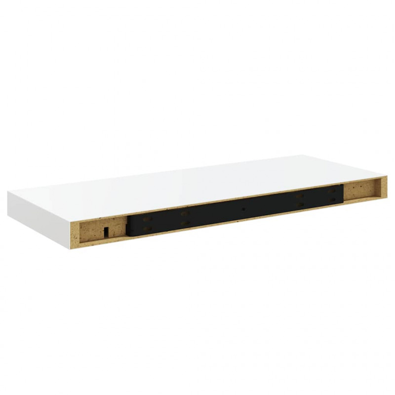 Półki ścienne 2 szt., wysoki połysk, białe, 60x23,5x3,8 cm, MDF