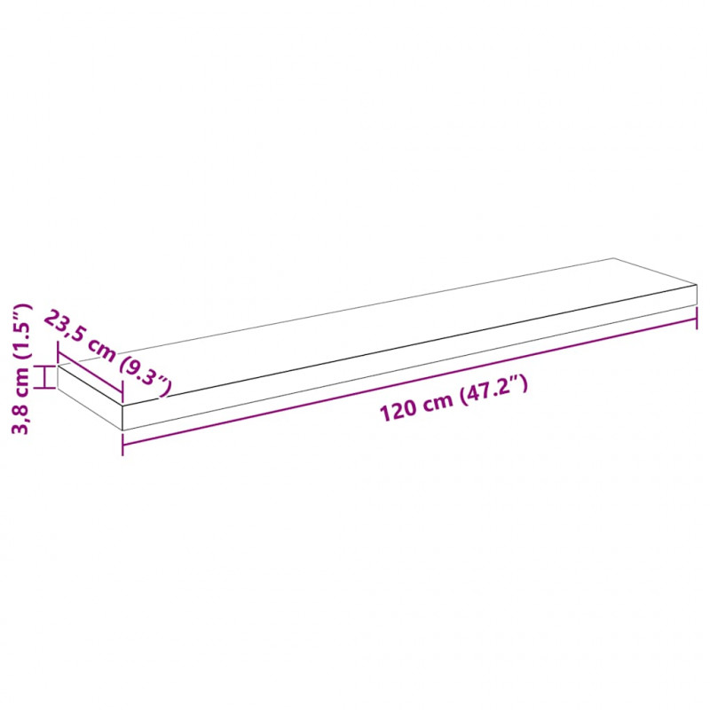 Półki ścienne 2 szt., wysoki połysk, biel, 120x23,5x3,8 cm, MDF