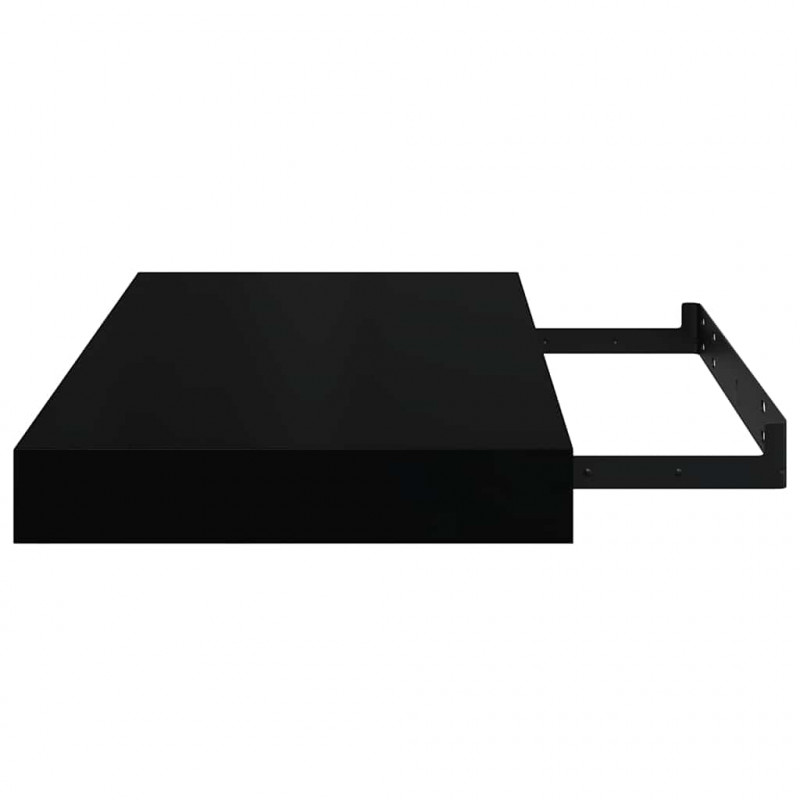 Półki ścienne, 2 szt., czarne, wysoki połysk, 40x23x3,8 cm, MDF
