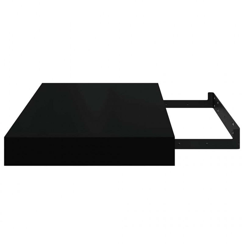 Półki ścienne, 4 szt., czarne, wysoki połysk, 40x23x3,8 cm, MDF