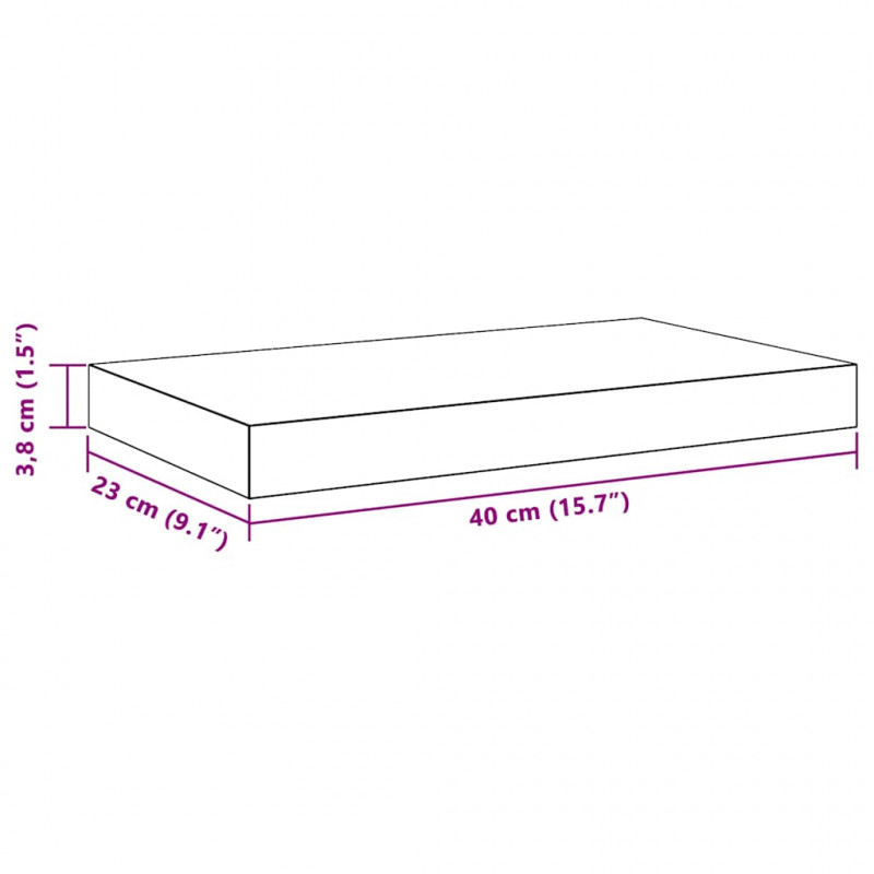 Półki ścienne, 4 szt., białe, 40x23x3,8 cm, MDF