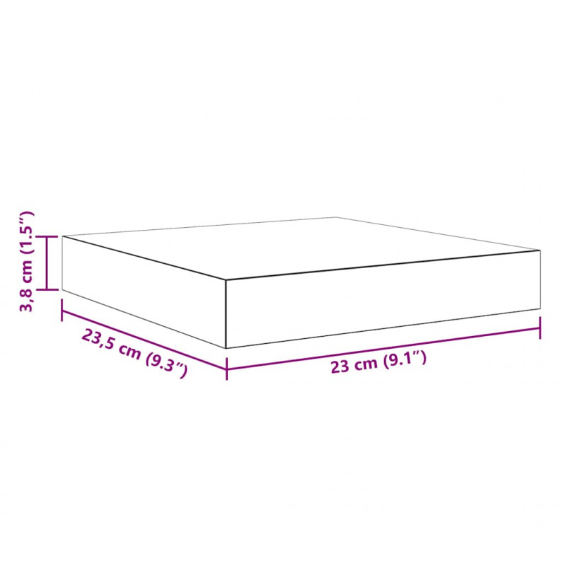 Półki ścienne, 2 szt., szare, 23 x 23,5 x 3,8 cm, MDF