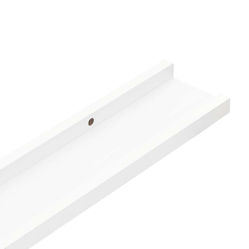 Półki ścienne na zdjęcia, 2 szt., białe, 40x9x3 cm, MDF