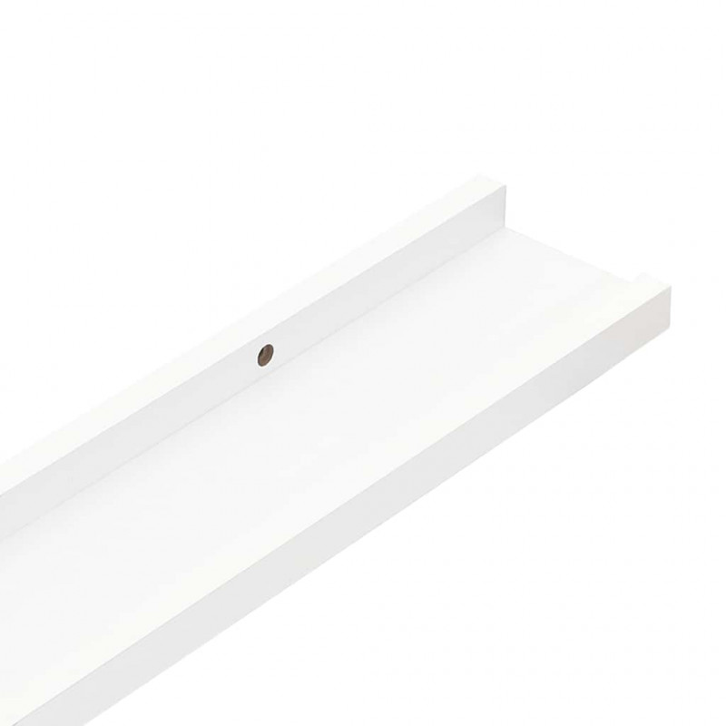 Półki ścienne na zdjęcia, 2 szt., białe, 80x9x3 cm, MDF