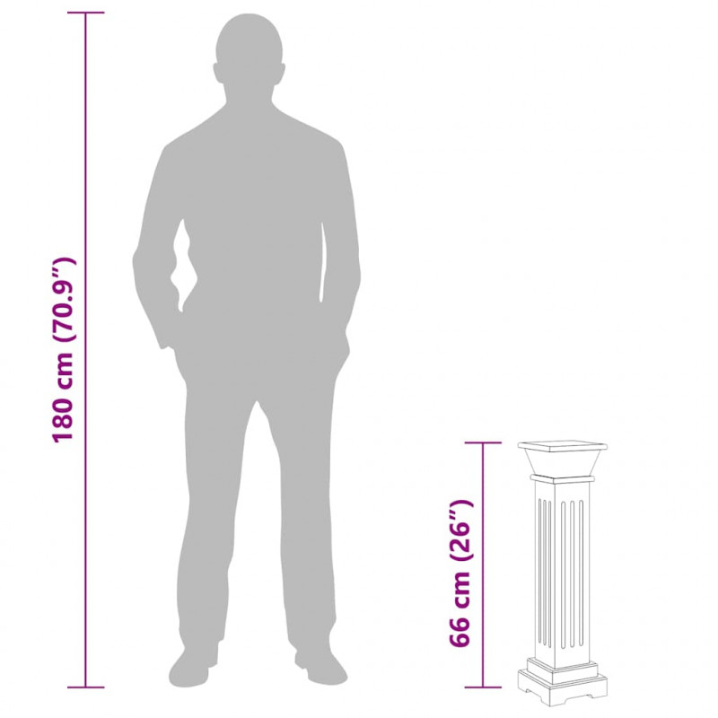 Klasyczny kwietnik w kształcie kolumny, szary, 17x17x66 cm, MDF