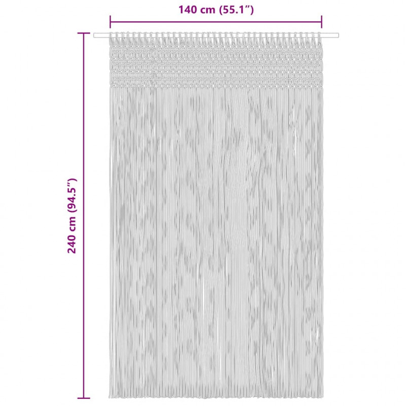 Zasłona z makramy, antracyt, 140 x 240 cm, bawełna
