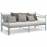 Sofa z wysuwaną ramą łóżka, szara, metalowa, 90x200 cm