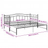 Sofa z wysuwaną ramą łóżka, czarna, metalowa, 90x200 cm