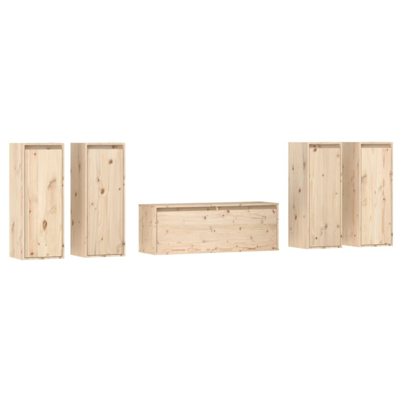 Szafki pod TV, 5 szt., lite drewno sosnowe